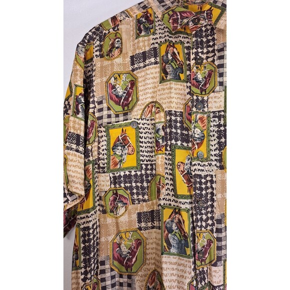 Vtg Adult Rare TED LAPIDUS PARIS Silk Equestrian Button Front Sz Large Cowboy - Picture 5 of 9